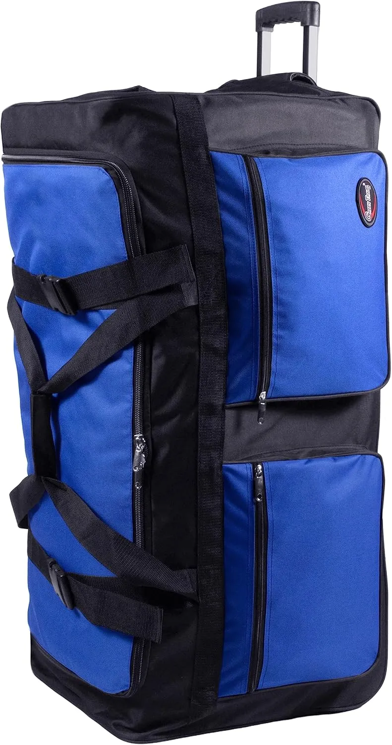 30" /36" /40" Rolling Duffle Bag Travel Wheeled Luggage Suitcase (Blue, 40 inch)