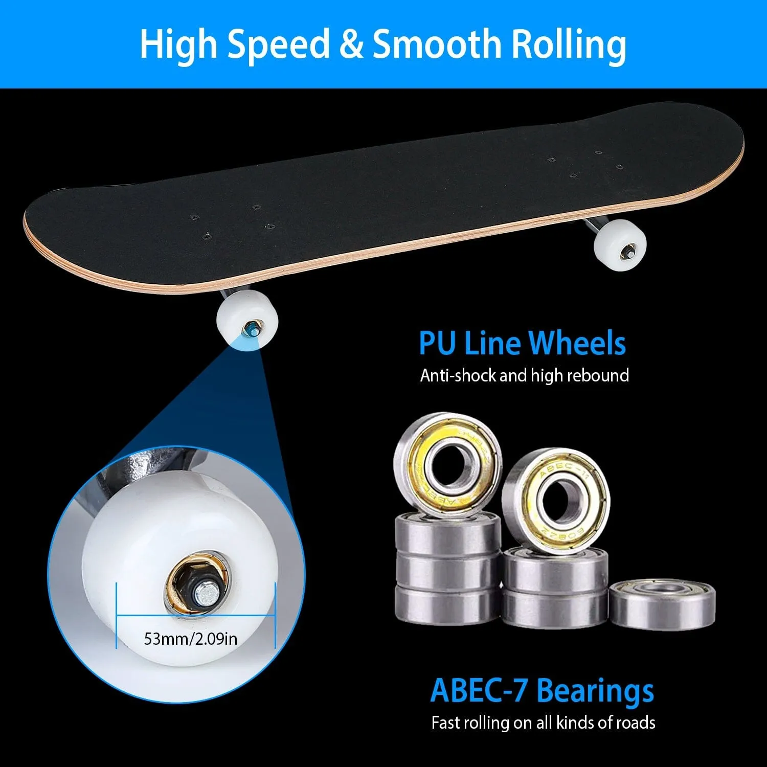 31x8in 9 Layers Maple Concave Skateboard