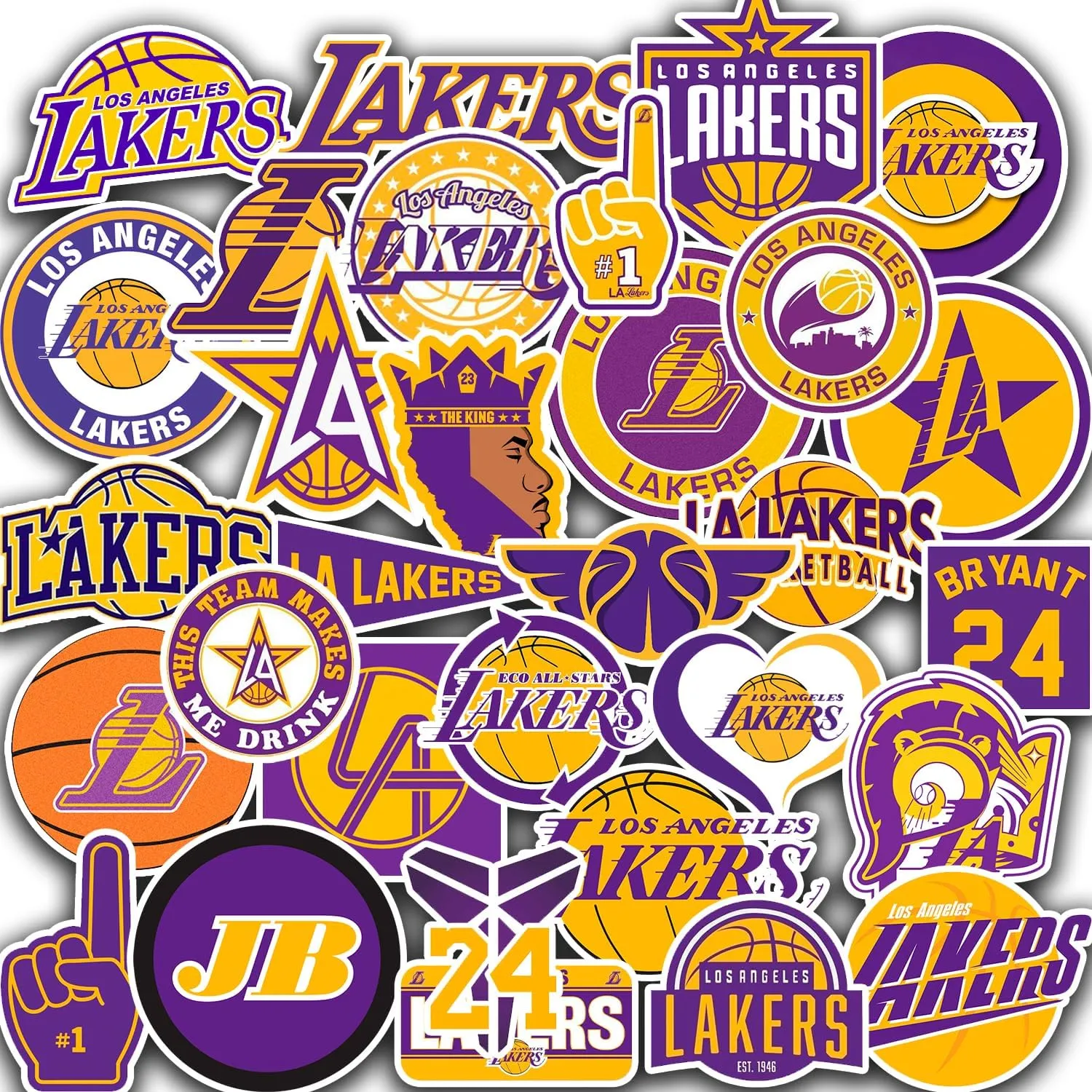 35 PCS Los Angeles Vinyl Lakers Basketball Star Stickers for Water Bottle, Laptop, Bicycle, Computer, Motorcycle, Travel Case, Car Decal Decoration Sticker Graffiti Decals