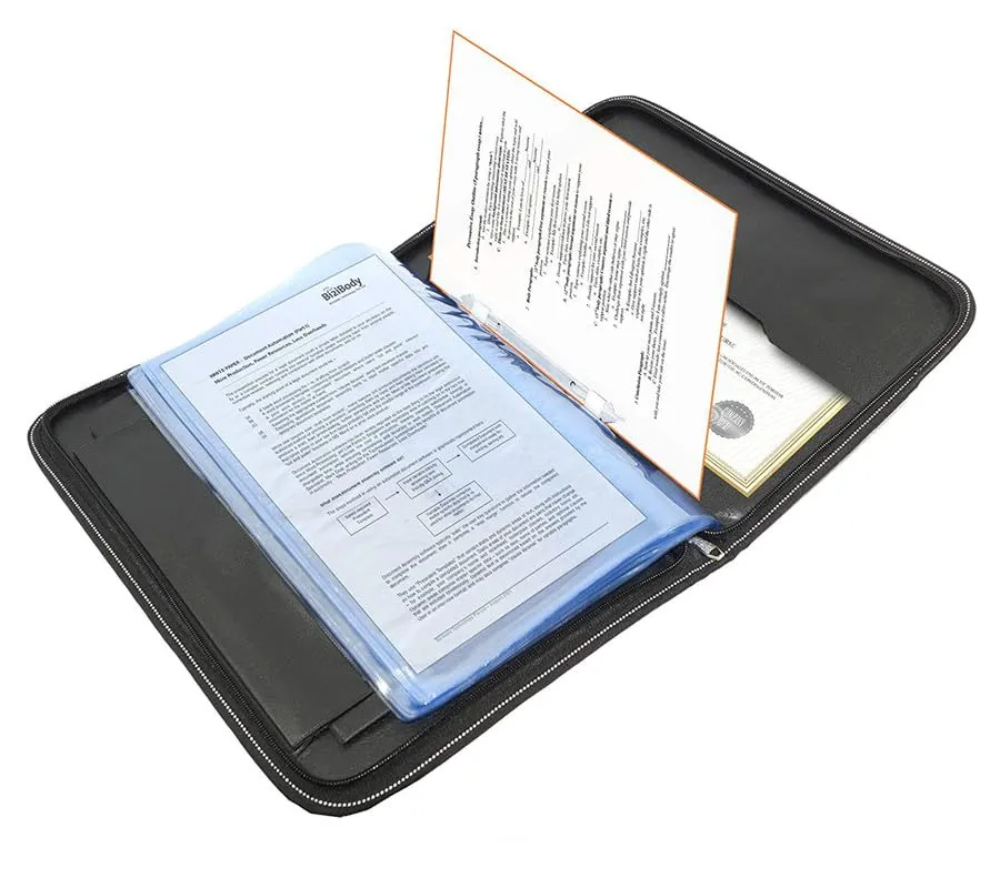 3745 20 pocket Documents Holder, Document Bag, Leatherette Professional File Folders for Certificates,  20 Leafs File