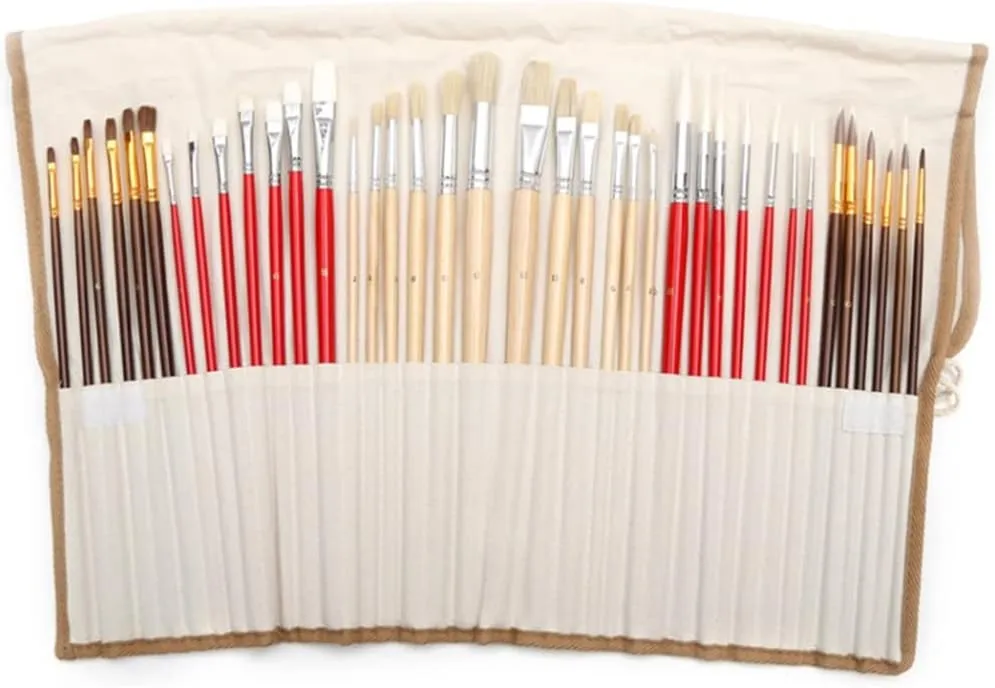 38pcs Paint Brushes Set Synthetic Natural Hair Brushes with Brush Case Art Supplies Watercolor and Oil Paint Brush