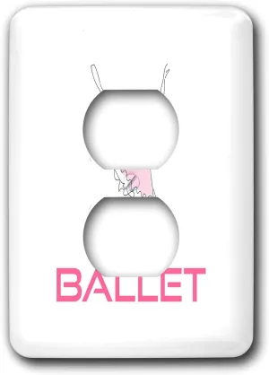 3dRose Alexis Design - Dance - Beautiful young ballerina dances on the pink word BALLET. Chic gift - 2 plug outlet cover (lsp_300508_6)
