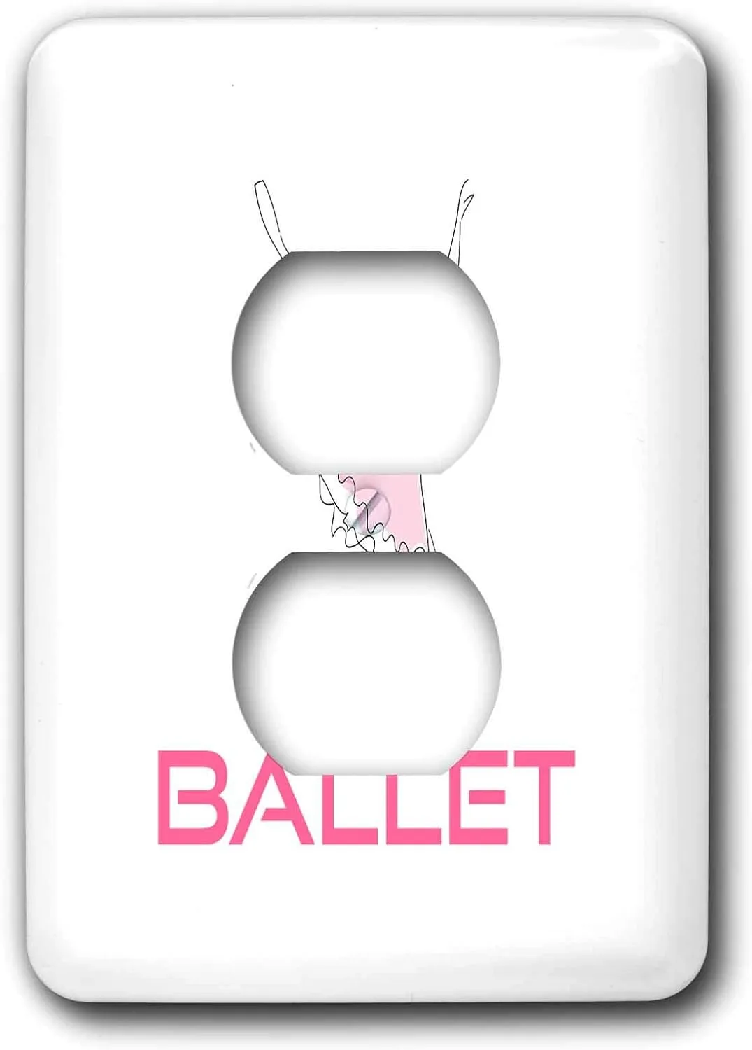 3dRose Alexis Design - Dance - Beautiful young ballerina dances on the pink word BALLET. Chic gift - 2 plug outlet cover (lsp_300508_6)