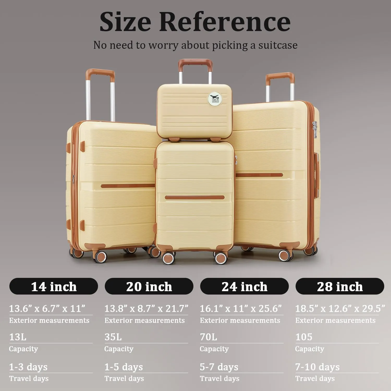 4-Piece Hardshell Luggage Set with TSA Locks, Expandable Suitcases and Silent Spinner Wheels - Vibrant Colors for Easy Identification (14/20/24/28 Inch) - Family Travel Suitcase Sets