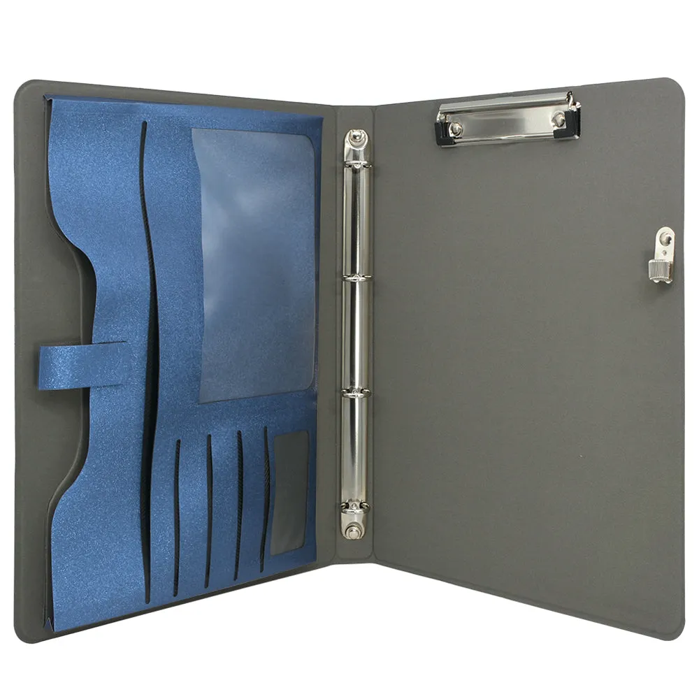 4 Ring Binder Padfolio File Folder, Business Organizer Portfolio with 4-Ring Binder, Clipboard