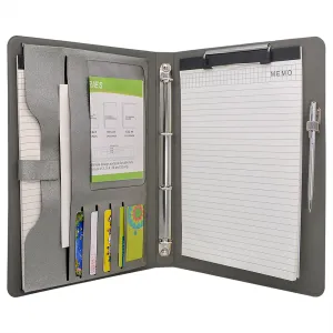 4 Ring Binder Padfolio File Folder, Business Organizer Portfolio with 4-Ring Binder, Clipboard