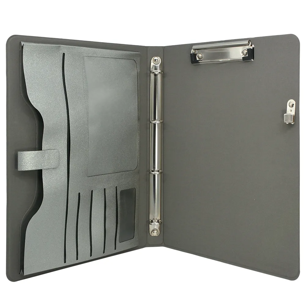 4 Ring Binder Padfolio File Folder, Business Organizer Portfolio with 4-Ring Binder, Clipboard