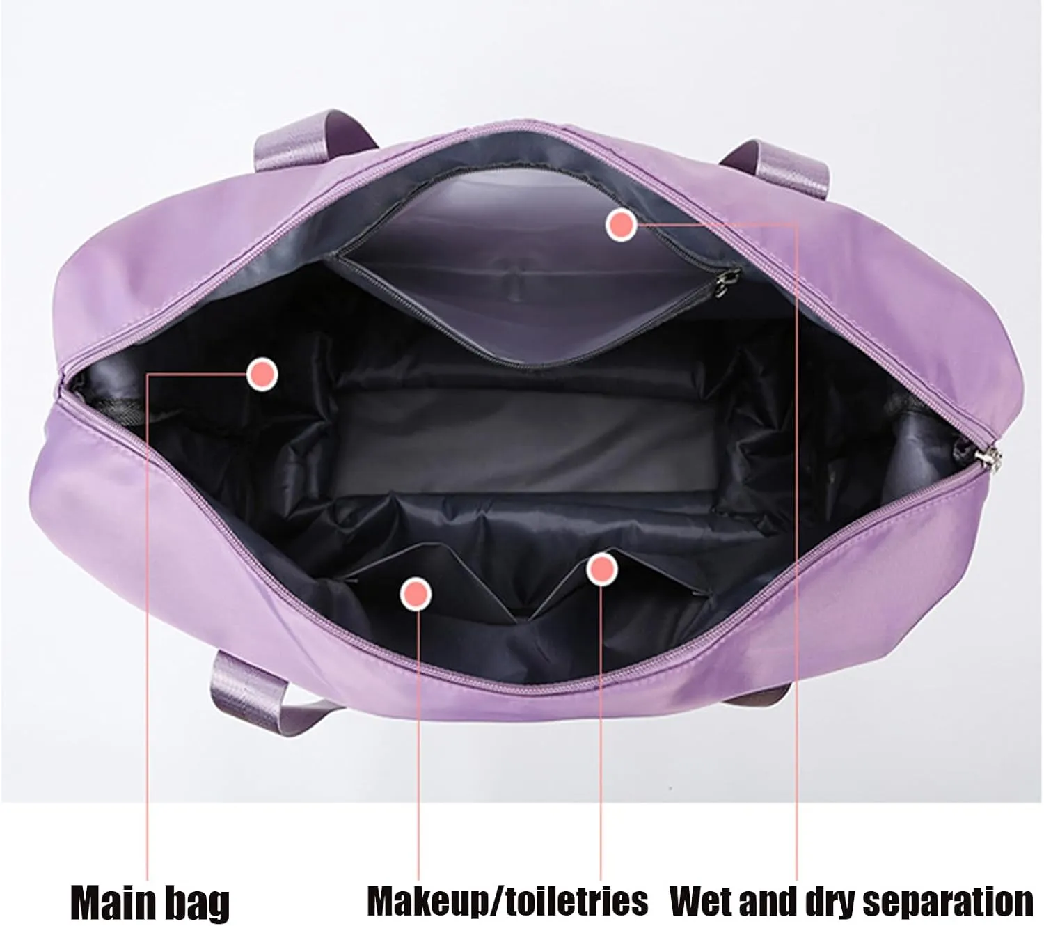 40 L Klarson Expandable Bag with Wheels, Klarson Travel Bag, Large Capacity Dry and Wet Separation Storage Luggage Bag, Three-Layer Expandable, Waterproof and Wear-Resistant (Fuchsia)