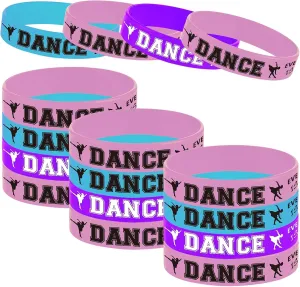 48PCS Ballet Dance Party Rubber Bracelets for Girls - Dacing/Dance Movements Ballerina First 21st birthday Party Favors Supplies Decorations Goodie Bag Favor Stuffers Silicone Wristbands