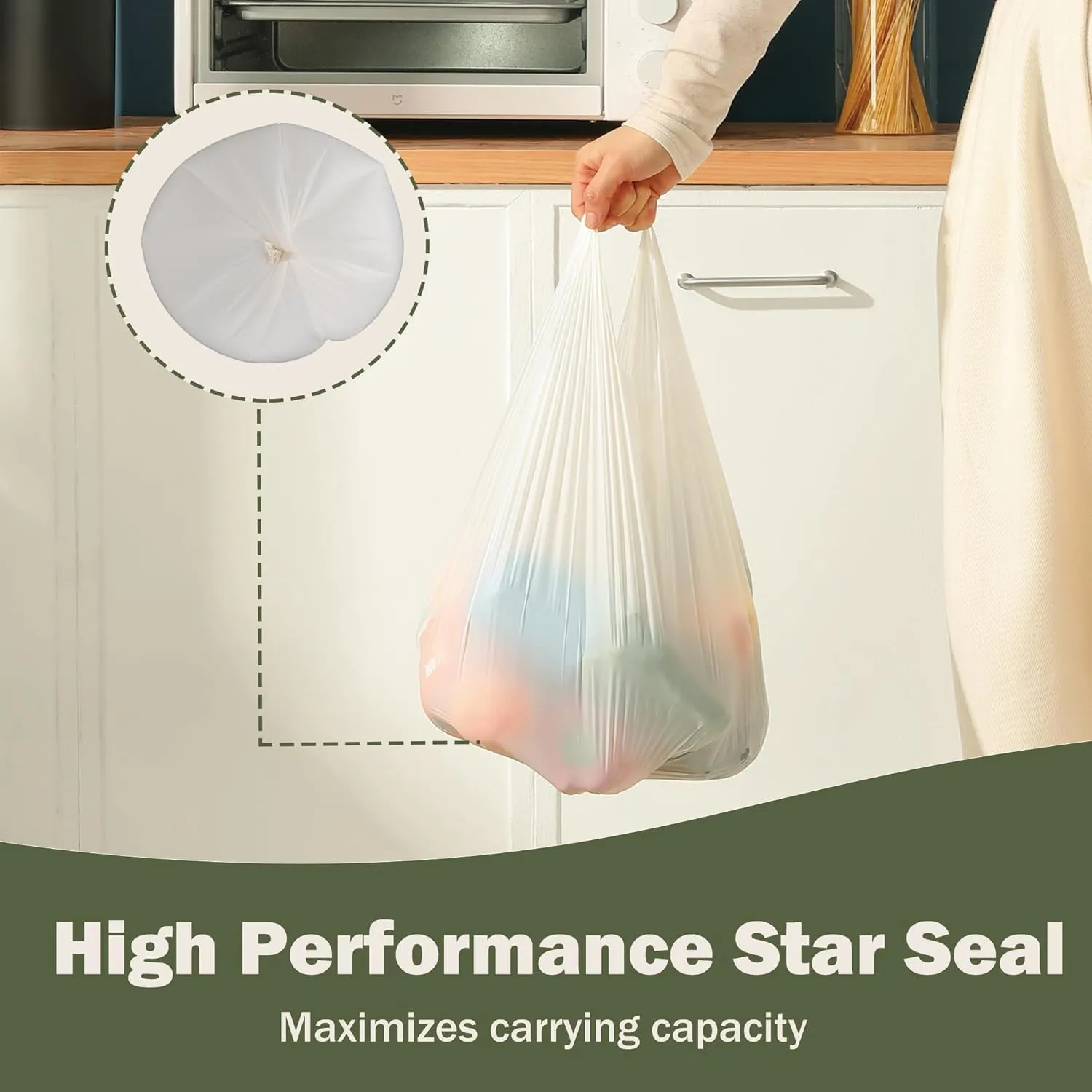 5 Gallon Compostable Trash Bags with Handles Compost Bags 0.78 Mils Food Scrape Waste Bags for Kitchen Bathroom US BPI ASTM D6400 and Europe OK Compost Home Certified 45 Couts White