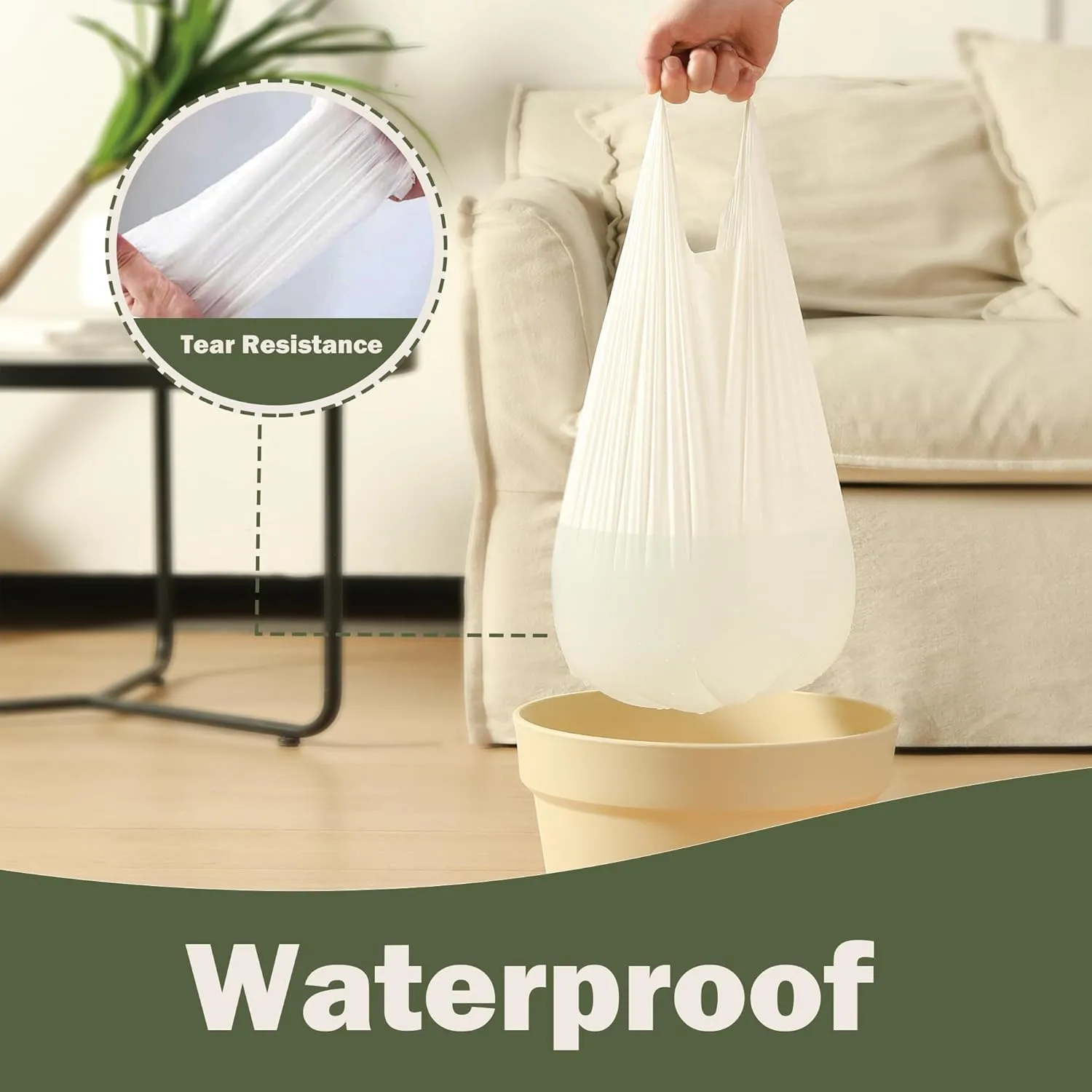 5 Gallon Compostable Trash Bags with Handles Compost Bags 0.78 Mils Food Scrape Waste Bags for Kitchen Bathroom US BPI ASTM D6400 and Europe OK Compost Home Certified 45 Couts White