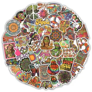 50PCS Hippie Art Sticker Psychedelic For Suitcase Notebook Skateboard Fridge Laptop Classic Toy Decals Graffiti Sticker F3