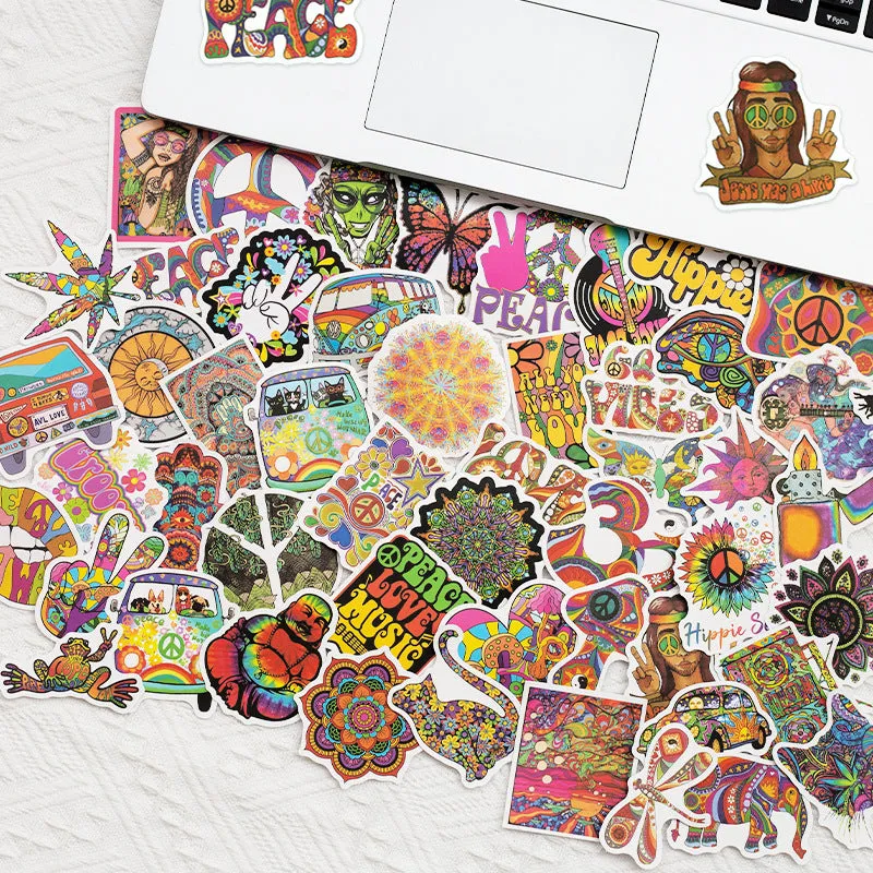 50PCS Hippie Art Sticker Psychedelic For Suitcase Notebook Skateboard Fridge Laptop Classic Toy Decals Graffiti Sticker F3