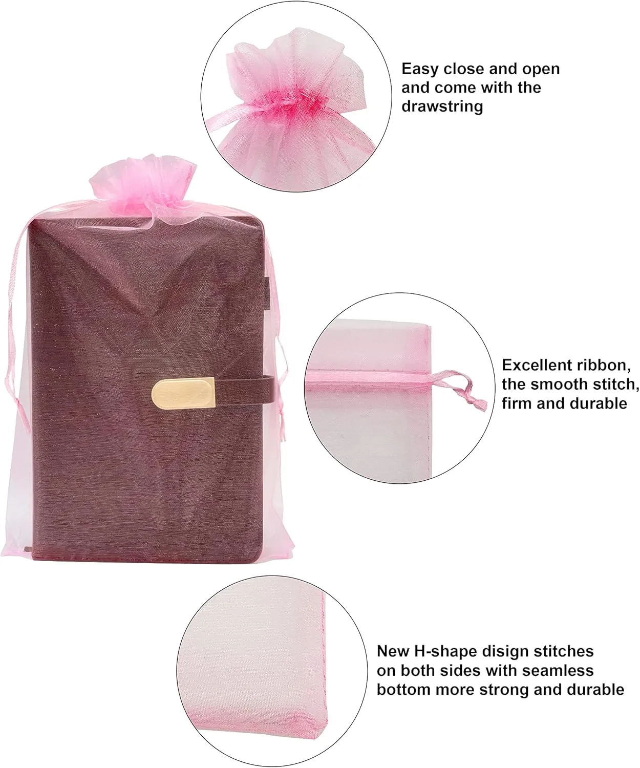 50pcs Large Organza Bags 8X12 inch Pink Mesh Bags Drawstring Jewelry Gift Bag for Baby Shower Birthday Wedding Party Favor Goodie Candy Bags (Pink)