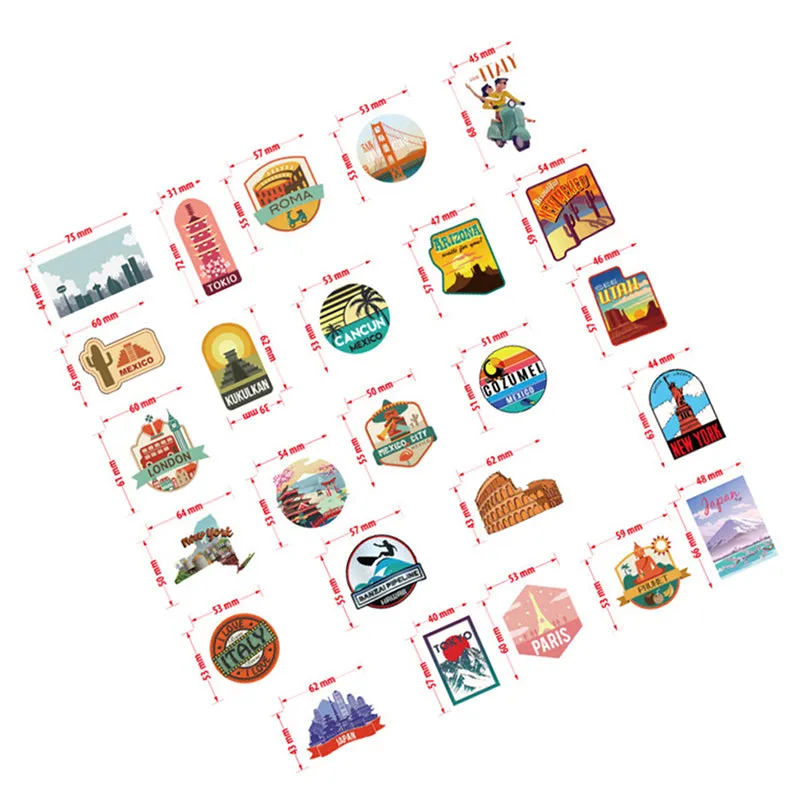 50pcs Travel City Landscape Cartoon Graffiti Sticker DIY Motorcycle Skateboard Notebook Suitcase Waterproof Sticker Decal