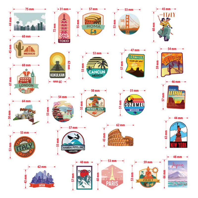 50pcs Travel City Landscape Cartoon Graffiti Sticker DIY Motorcycle Skateboard Notebook Suitcase Waterproof Sticker Decal