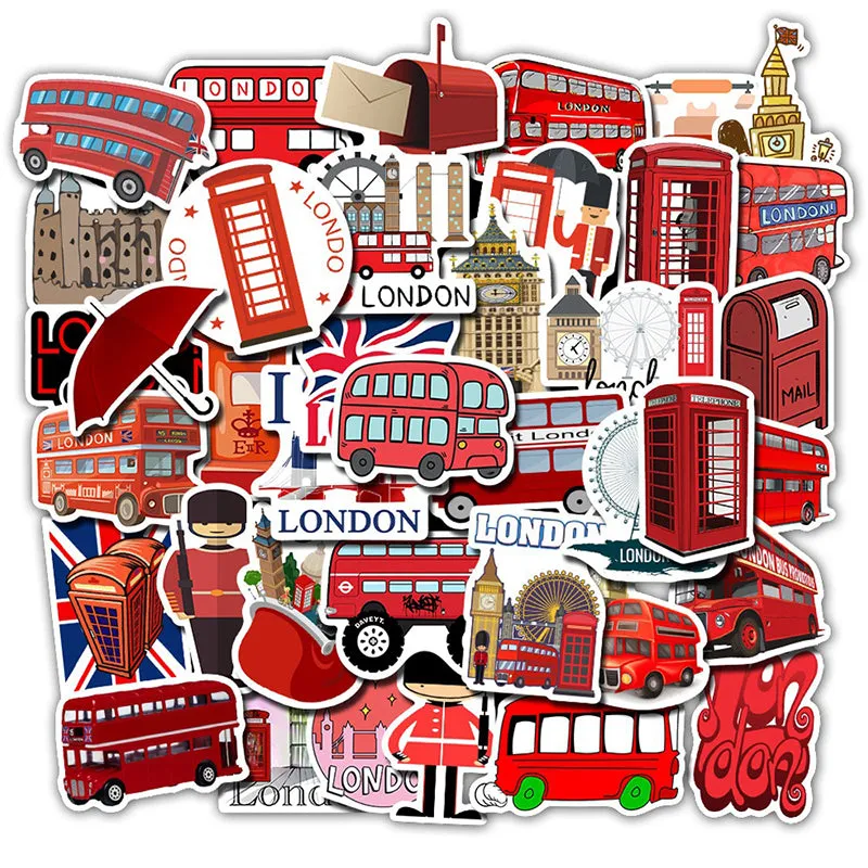 50pcs Travel City Landscape Cartoon Graffiti Sticker DIY Motorcycle Skateboard Notebook Suitcase Waterproof Sticker Decal