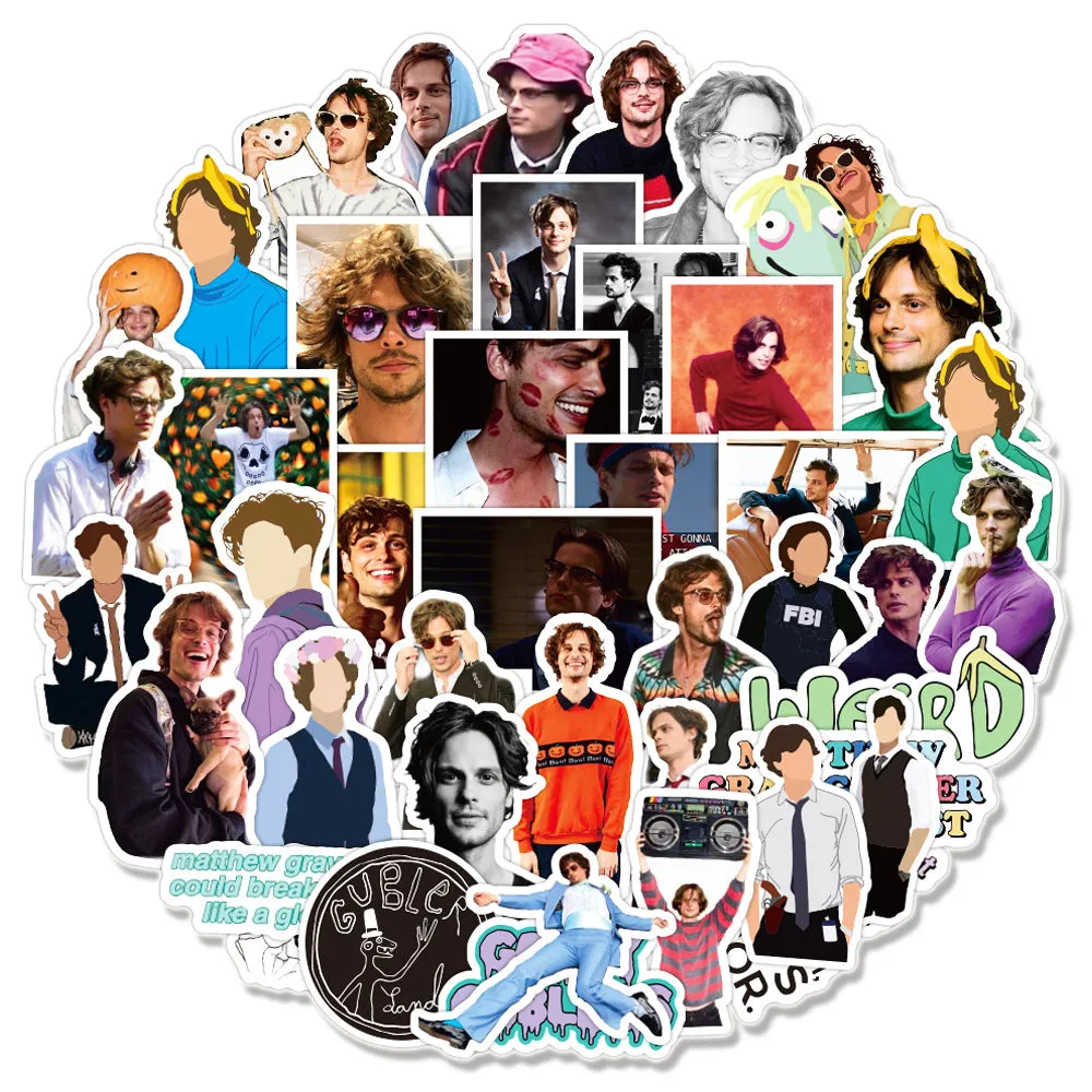 50PCS/Pack Matthew Gray Gubler Graffiti Stickers For Laptop Notebook Motorcycle Skateboard Computer Luggage Decal Sticker