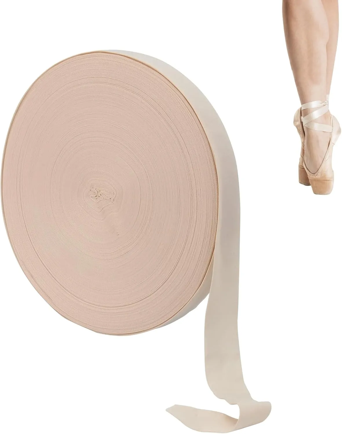 54.7 Yards Ballet Elastic Pointe Shoe Ribbons Roll, 7/8" Wide Stretch Satin Ribbon Roll, Minimalist Ballet Elastic Strap Stretch Ribbon for Women Girl Ballet Shoe Accessories, Ballet Pink