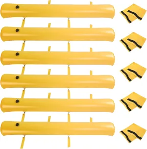 6 Pcs PVC Flood Barriers for Home with 5 Connecting Bands 6ft x 8inch Water Barriers Flood Bags Alternative Lightweight Water Barriers Prevention for Flooding Rain Protection Door Garage