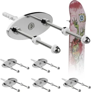 6 Pcs Skateboard Wall Mount Display,Aluminum Skateboard Wall Hanger for Skate Deck Storage Horizontal and Decor Floats Vertically,Skateboard Holder for Wall (Oval Type)