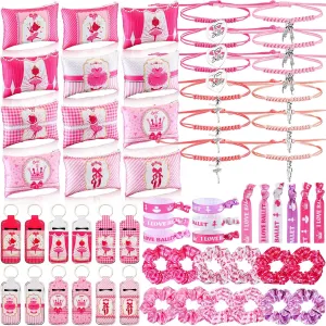 60 Pcs Ballerina Party Favors for Girls Include Ballet Dance Makeup Bags Adjustable Bracelets Hair Ties Keychains Elastic Scrunchies Ballet Party Gift Bulk for Dancers Competition Gifts