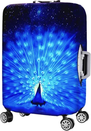 7-Mi Suitcase Cover 3D Print Design Travel Luggage Protector Trolley Case Cover 29"-30" Sleeve, BluePeacock