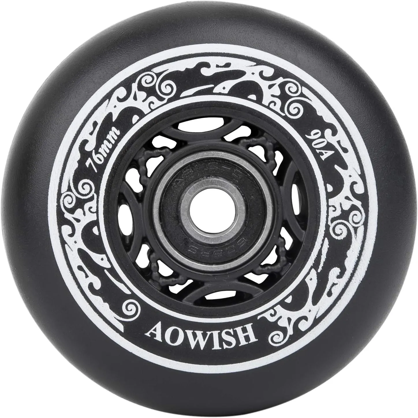 76mm 90a Ripsurf Wheels w/Bearings ABEC-9 for RipStik DLX Caster Board, Deluxe Junior Skateboard, 2 Wheel Pivoting Skateboard, Caster Board Skateboard (Set of 2) (BLACK)