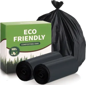 8 Gallon Trash Bags Compost Portable Toilet Bags Composting Garbage Bag Extra Thick 0.91 Mil for Camping Travel Kitchen Bathroom BPI Certified 30 Counts, Black
