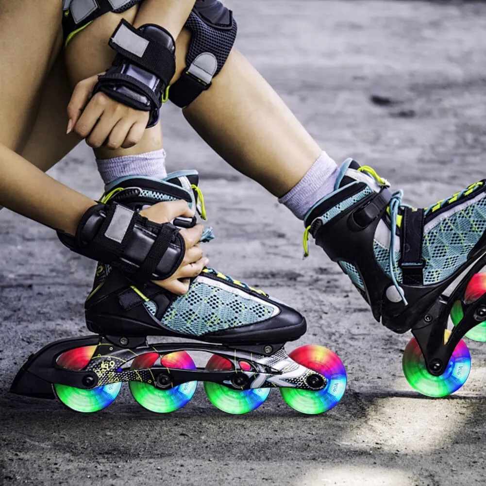8 Packs Light Up Inline Skate Wheels, 68/70/72/76/80mm Luminous Flash Inline Skates Replacement Wheel, LED Flashing Roller Blade Wheels