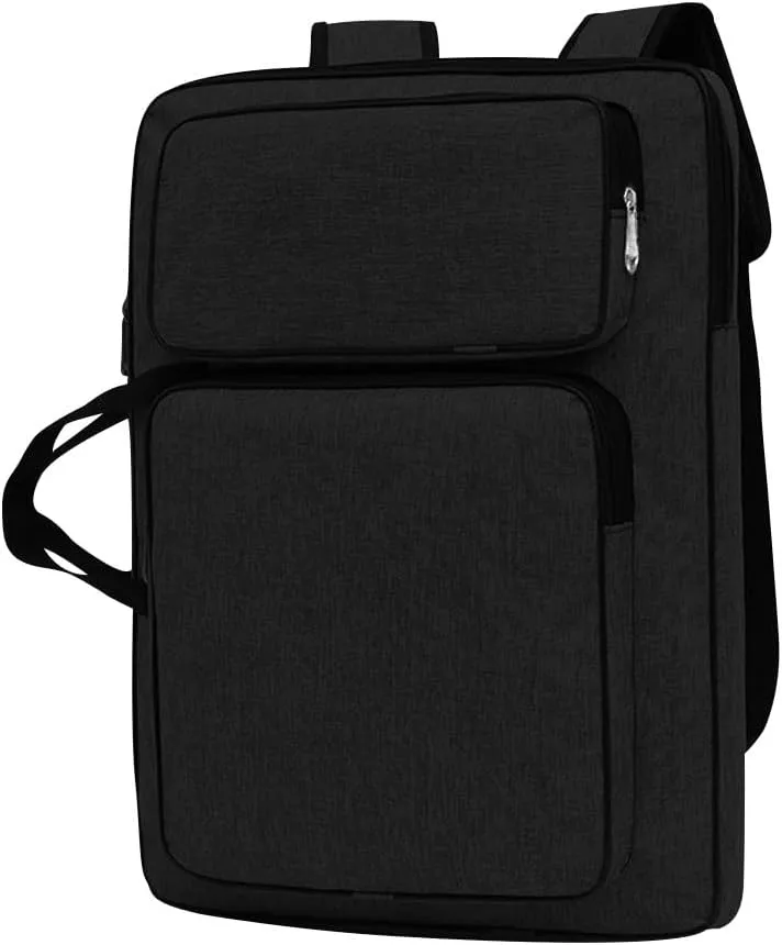8K Artist Portfolio Carry Backpack Case Versatile Art Bags Waterproof Adjustable Drawing Board Backpack Art Storage Bags for Artworks Painting Drawing Sketching 19.7” x 14.6” x 2.4” (Dark black)