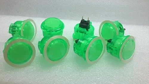 8pc Set of Sanwa OBSC-30-CG Clear Green Arcade Push Buttons