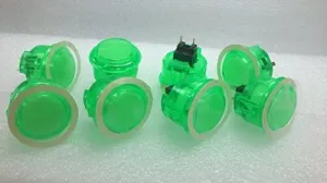 8pc Set of Sanwa OBSC-30-CG Clear Green Arcade Push Buttons
