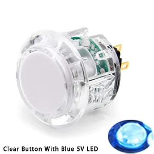 (8PCS 30MM clear button with blue LED) Original Qanba Illuminated Push Button 30mm Qanba Sanp In LED Buttons for Arcade Machine DIY Cabinet Machine JAMMA