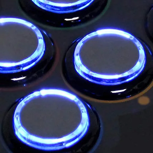 (8PCS 30MM clear button with blue LED) Original Qanba Illuminated Push Button 30mm Qanba Sanp In LED Buttons for Arcade Machine DIY Cabinet Machine JAMMA