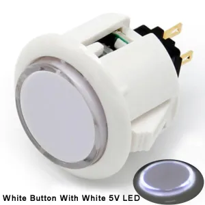 (8PCS 30MM white button with white LED) Original Qanba Illuminated Push Button 30mm Qanba Sanp In LED Buttons for Arcade Machine DIY Cabinet Machine JAMMA