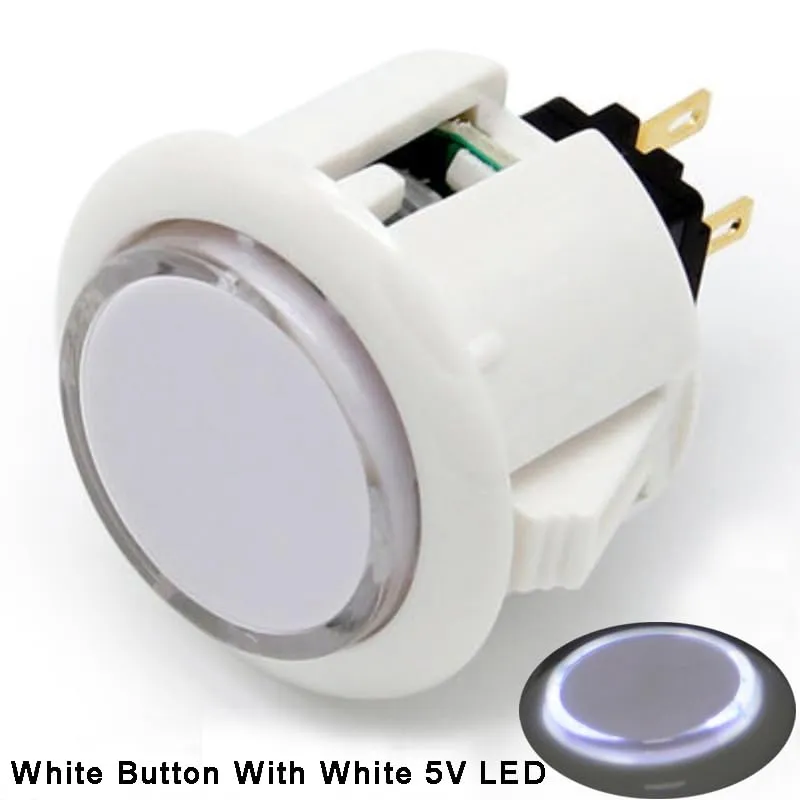 (8PCS 30MM white button with white LED) Original Qanba Illuminated Push Button 30mm Qanba Sanp In LED Buttons for Arcade Machine DIY Cabinet Machine JAMMA