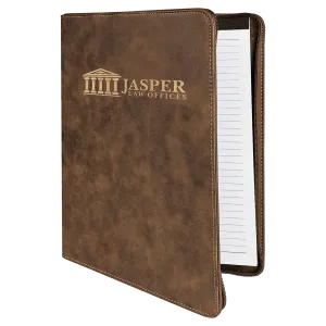 9 1/2" X 12" Zipper Laserable Leatherette Portfolio With Notepad