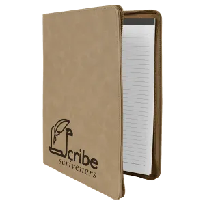 9 1/2" X 12" Zipper Laserable Leatherette Portfolio With Notepad