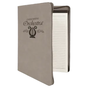 9 1/2" X 12" Zipper Laserable Leatherette Portfolio With Notepad