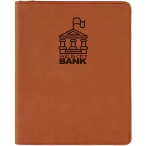 9 1/2" X 12" Zipper Laserable Leatherette Portfolio With Notepad