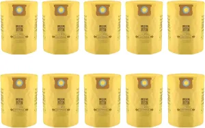 90673 Bags for 15-22 Gallon Vacuum,Type G 90663 9066300, Type J 90673 9067300, VF2008, High-Efficiency Disposable Collection Filter Bag, 10-Pack