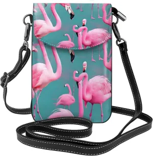 A Flock Of Flamingos Zippered Crossbody Bag, Women'S Shoulder Bag With Card Slot, &Removable Shoulder Strap, 7.6 X 4.9 In.