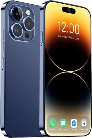 A15 Pro Max Cell Phones,Android 14.0 Unlocked Phone,8 256GB Smartphone,Support Dual SIM Dual Standby Face Recognition 6800mAh Ultra Long Life Battery-Blue