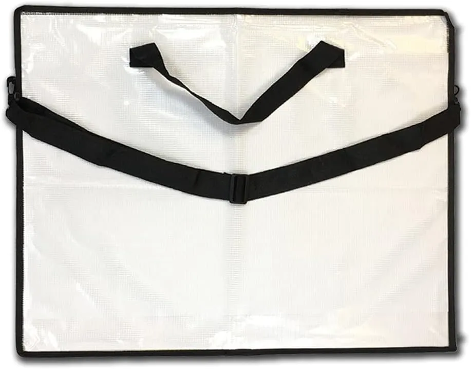 A2 Portfolio Carry Case Art Folder Tuff/Zipper Bag with Shoulder Strap/Handle, (66 X 52 x 4cm), Black/Transparent