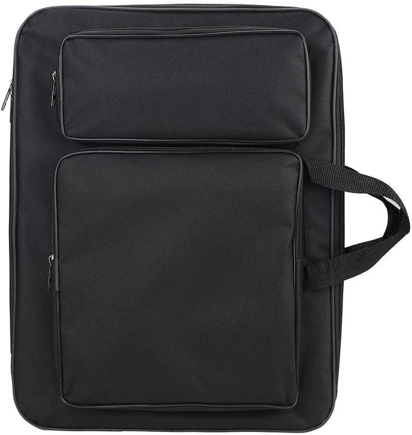 A3 Artist Portfolio Carrying Case Portable Draw Board Painting Pad Backpack Waterproof Heavy Duty Canvas Shoulder Bag Sketching Painting Art Supplies Carry Bag Black