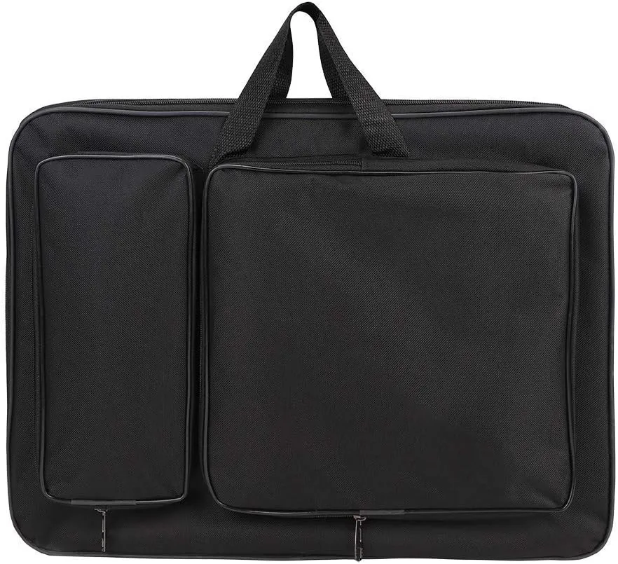A3 Artist Portfolio Carrying Case Portable Draw Board Painting Pad Backpack Waterproof Heavy Duty Canvas Shoulder Bag Sketching Painting Art Supplies Carry Bag Black