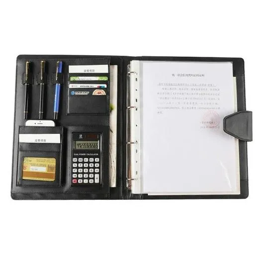 A4 Conference Folder Soft Leather Portfolio Organiser with Calculator