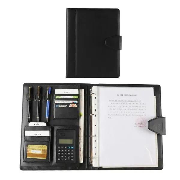A4 Conference Folder Soft Leather Portfolio Organiser with Calculator
