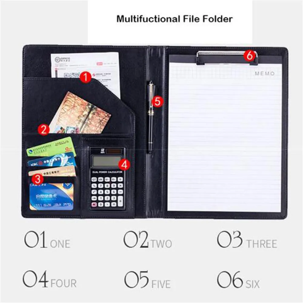 A4 Conference Folder Soft Leather Portfolio Organiser with Calculator